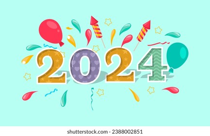 Feliz diseño vectorial de Año Nuevo 2024. Entrar en 2024 con esta obra maestra de vector, donde la imaginación no conoce límites. Que tus diseños cuenten la historia de un año fantástico por delante