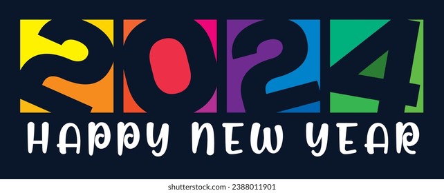 happy new year 2024 Vector graphic typo design vivid color pallete