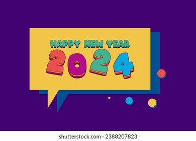 Feliz Año Nuevo 2024. Nuevo año 2024 diseño vectorial con decoraciones coloridas.