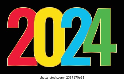 Feliz Año Nuevo 2024 Ilustración de vectores.