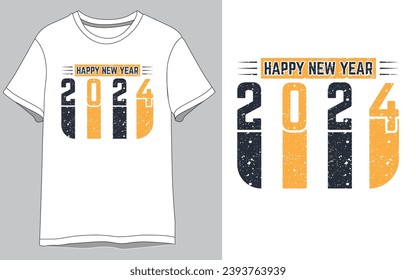 Feliz año nuevo 2024 diseño de camisetas vectoriales