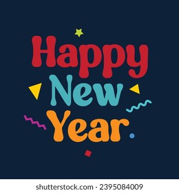 Feliz año nuevo 2024 ilustración de tipografía vectorial. afiche de año nuevo, banner, tarjeta de saludo, diseño de plantilla.
