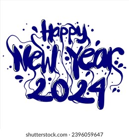 Happy new year 2024 vector with liquid style, perfect for office, company, school, social media, advertising, sales, printing and more