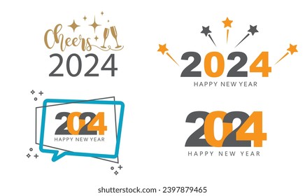 Happy New Year 2024, vector, icon.