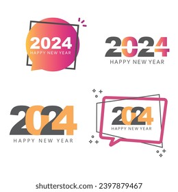 Happy New Year 2024, vector, icon.