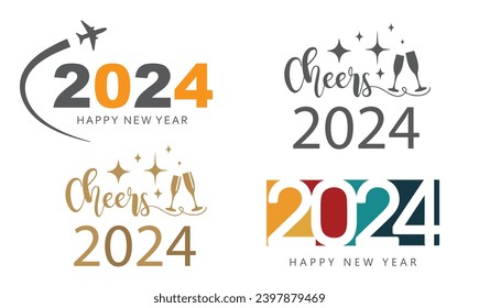 Happy New Year 2024, vector, icon.