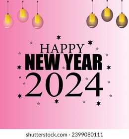 Schönes neues Jahr 2024, Vektorgrafik-Typografie