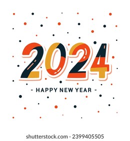 Frohes neues Jahr 2024. Vektorgrafik für Feiertage mit Logo-Design 2024 einzeln auf weißem Hintergrund. Design für Karten, Poster, Banner usw.