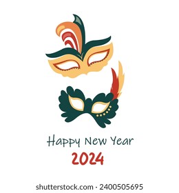 Happy New Year 2024 Vector Art with Masks