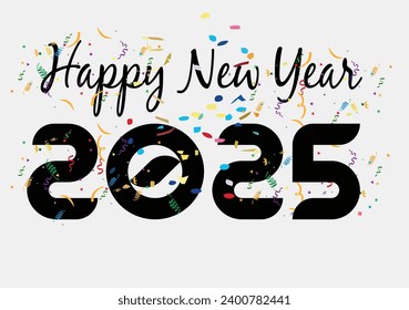 Happy New Year 2024 vector typography with some celebration on back on white background template for banner, card and poster