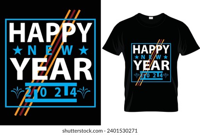 Schönes neues Jahr 2024 Vektorgrafik für T-Shirt-Design.