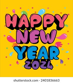 Happy New Year 2024 vector illustration