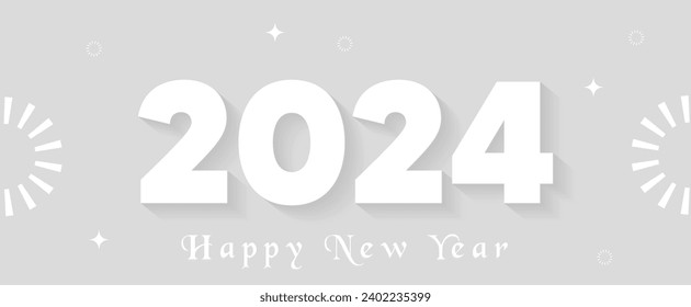 glückliches neues Jahr 2024 Vektor-Poster auf grauem abstraktem Hintergrund