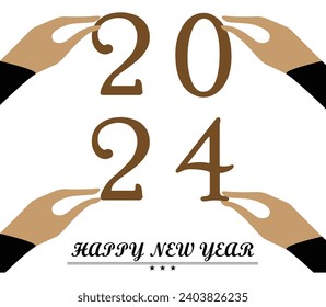 ilustración de vector feliz año 2024