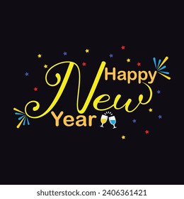 Feliz Año Nuevo 2024 diseño del logo de la tipografía vectorial.