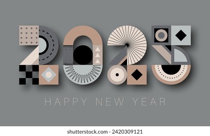 Happy new year 2024 vector illustration. Geometric design, trendy style, 2024 calendar