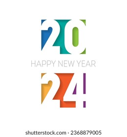 Happy new year 2024, vertical banner. Cover of business diary for 20 24 with wishes. Brochure or calendar cover design template. The art of cutting paper.