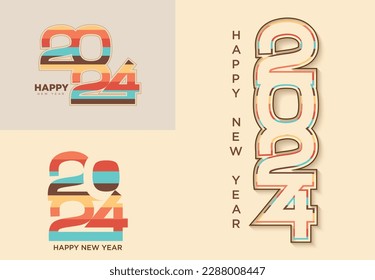 Happy new year 2024 with vintage concept. 2024 premium design for calendar, poster, template and poster design.