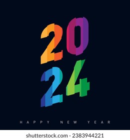 Happy New Year. 2024 vision. Design template with colorful inscription "2024" for celebration and seasonal decoration. Image for calendar, greeting card, banner, diary cover.