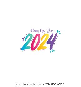 Feliz Año Nuevo 2024 : Vector de deseo de año nuevo: Vector tipográfico editable 2024 de año nuevo: colorido vector, elementos abstractos felices celebraciones del año nuevo 2024