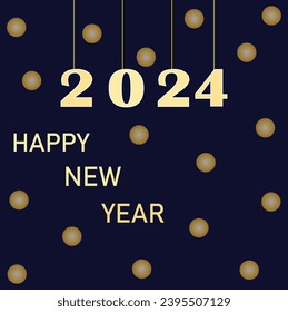 happy new year 2024 wishes background with hanging ball vector.patry card,banner,poster etc.