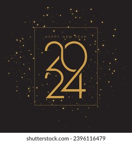 Happy New Year 2024 Wishes abstract vector clean minimalist glitter background modern
