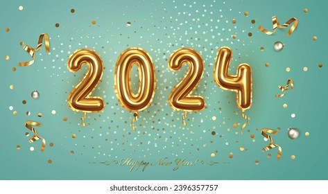 HAPPY NEW YEAR 2024 WISHES AND CELEBRATION BANNER IN EDITABLE VECTOR ILLUSTRATION FILE