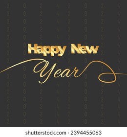 Happy New Year 2024 written in golden letter. 