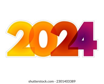 Happy new year 2024, New Year's card. Cover of business diary for 2024. Brochure design template, colorful text concept background