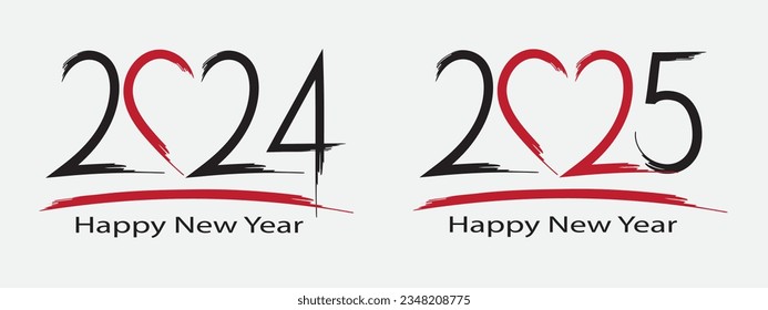 Happy New Year 2024,2025 text design. Cover of business diary for with wishes. 