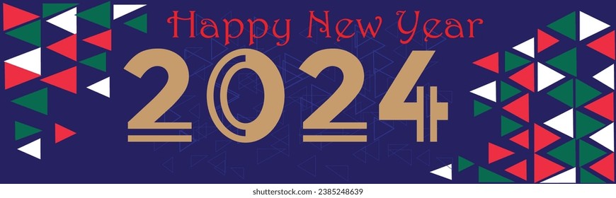 
HAPPY NEW YEAR 2024,Geometric Abstract banner background with gradient color.Template Design with liquid shape. 