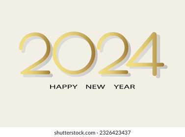Happy New Year 2024.Premium vector background for happy new year 2024 celebration. Golden numbers on a light background.