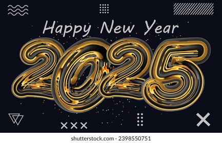 Happy New Year 2025, 2025, 3d 2025, 3d happy new year