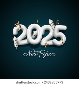 happy new year 2025 with 3d style. vector illustration