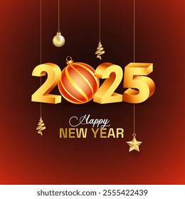 Happy New Year 2025 3D Poster