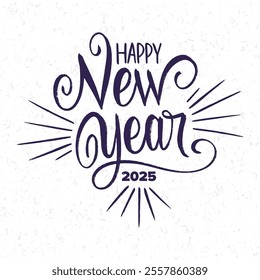 Happy new year 2025 with 3D retro full color design template. 2025 new year celebration concept for greeting card, banner and post template