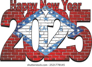 Happy New Year 2025 with Arkansas flag inside - Illustration,
2025 HAPPY NEW YEAR NUMERALS