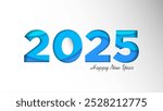 Happy New Year 2025 Background Template. Holiday Vector Illustration of Paper Cut Numbers 2025. 2025 Paper Cut Background Festive Poster or Banner Design. Modern Happy New Year Background