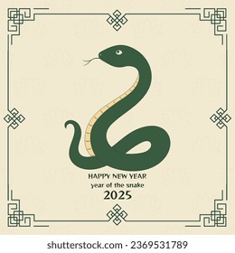 Happy New Year 2025 background. Year of the snake. Vector illustration