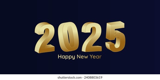 Happy New Year 2025 background with 3D golden numbers. Vector illustration