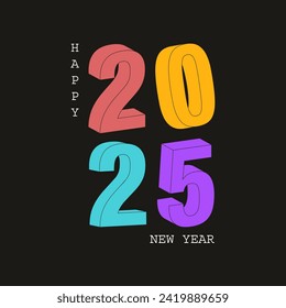 Happy New Year 2025 background with 3D numbers. Vector illustration