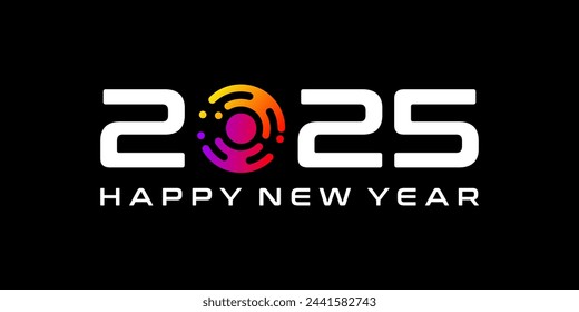 Happy New Year 2025 Background Design. New Year 2025 Design Template with technology concept