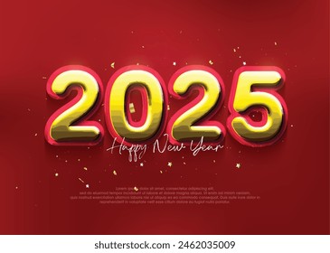 Happy new year 2025 background with luxury gold numbers illustration.