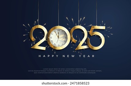 Happy New Year 2025 Background Design. Greeting Cards, Banners, Posters. Vector Illustration.