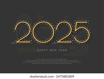 Happy new year 2025 background, vector design banner poster with elegant luxury gold color.