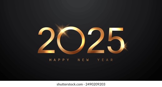 Happy New Year 2025 background Elegant design with golden letters Vector illustration