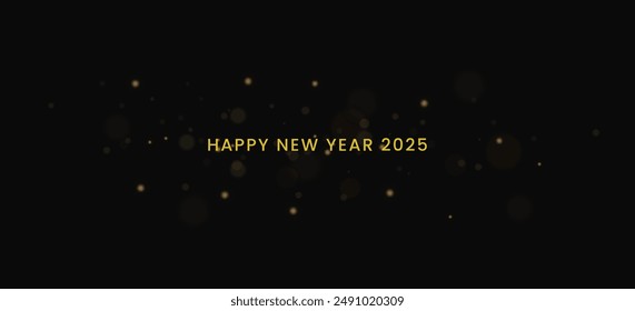 Happy new year 2025 background with bokeh in the dark