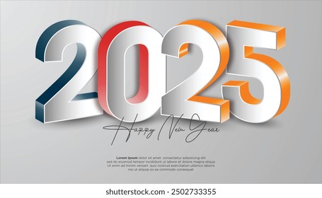 Happy New Year 2025 Background. Retro colorfull poster designs logo. Vector design for a 2025 poster and calendar 