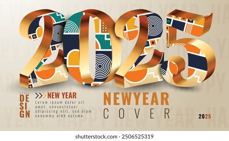 Happy New Year 2025 Background Logo. Elegant 3D colorfull poster designs. Vector design for a 2025 poster and calendar 