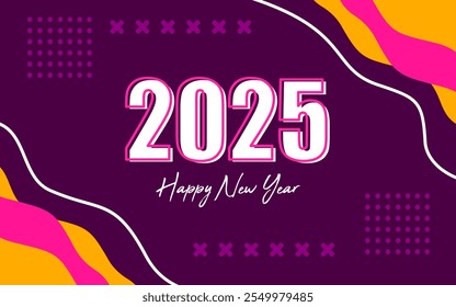 happy new year 2025 background with purple color for greeting template.